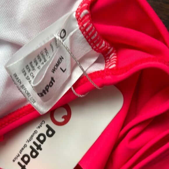 Patpat Womens Two Piece Swimsuit Ruffle Bikini Top Tropical Print Large Pink - Picture 7 of 8